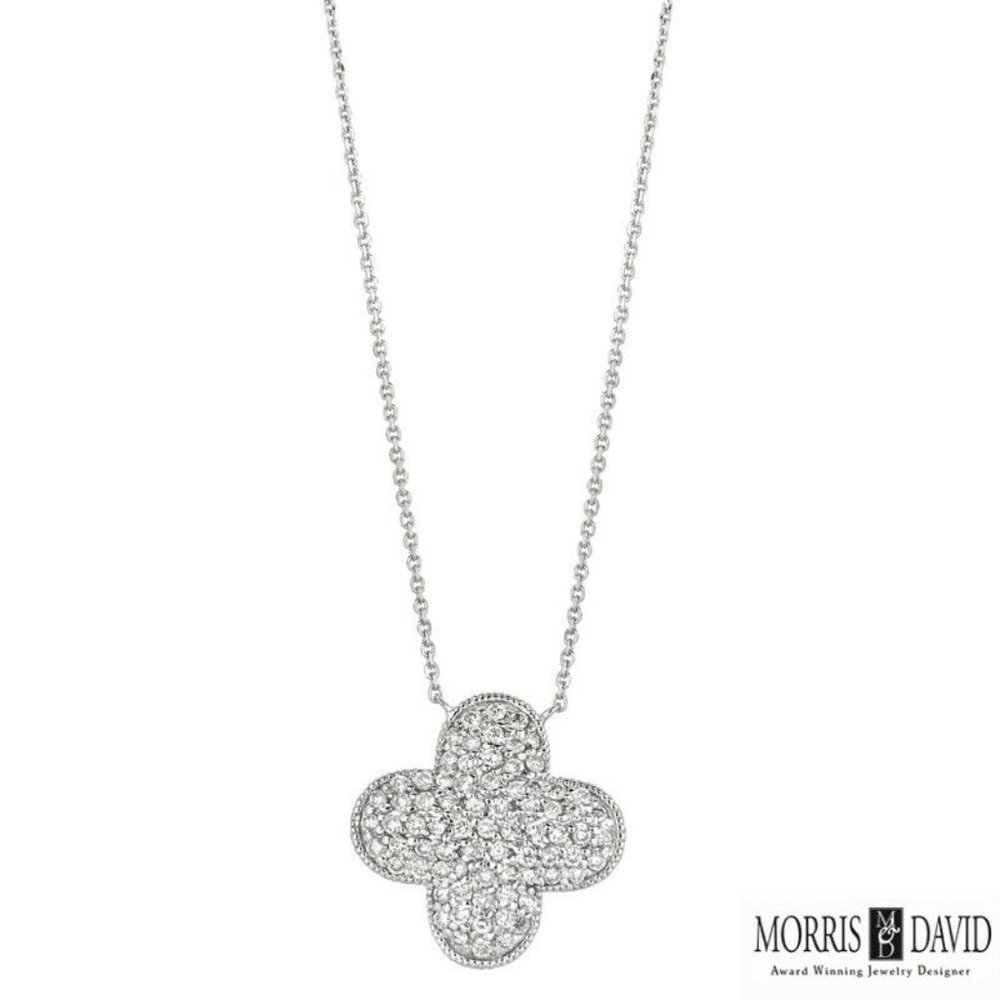 1.55 Carat Natural Diamond Necklace 14K White Gold G SI 18'' chain